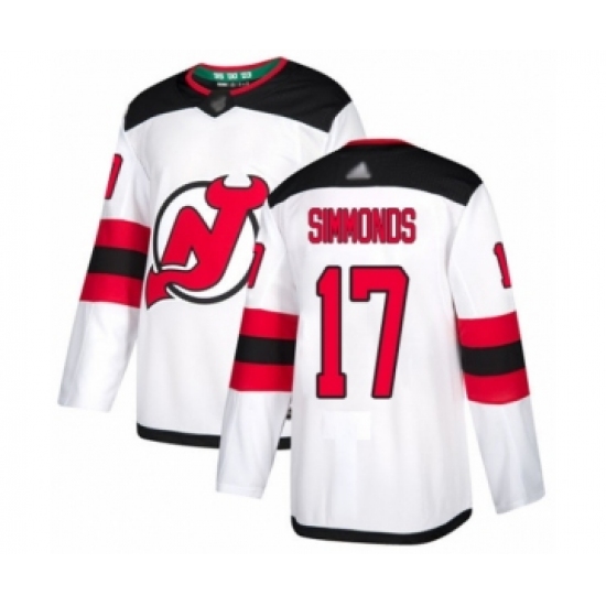 Men's New Jersey Devils 17 Wayne Simmonds Authentic White Away Hockey Jersey