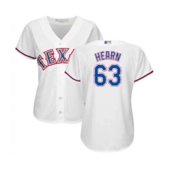 Women's Texas Rangers 63 Taylor Hearn Authentic White Home Cool Base Baseball Player Jersey