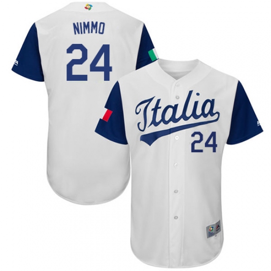 Men's Italy Baseball Majestic 24 Brandon Nimmo White 2017 World Baseball Classic Authentic Team Jersey
