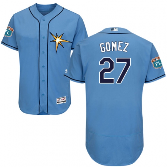 Men's Majestic Tampa Bay Rays 27 Carlos Gomez Light Blue Flexbase Authentic Collection MLB Jersey