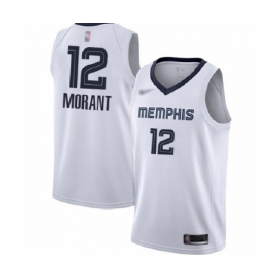 Youth Memphis Grizzlies 12 Ja Morant Swingman White Finished Basketball Jersey - Association Edition