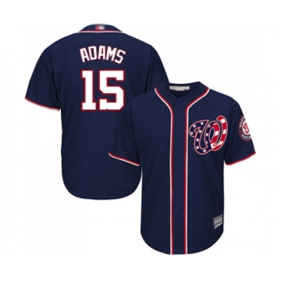 Men's Washington Nationals 15 Matt Adams Replica Navy Blue Alternate 2 Cool Base Baseball Jersey