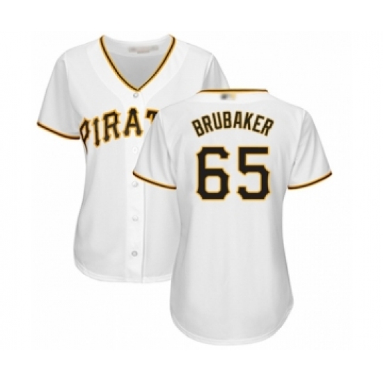 Women's Pittsburgh Pirates 65 J.T. Brubaker Authentic White Home Cool Base Baseball Player Jersey