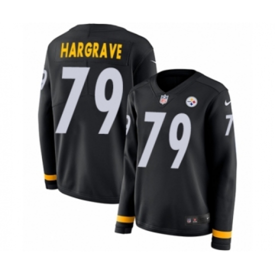 Women's Nike Pittsburgh Steelers 79 Javon Hargrave Limited Black Therma Long Sleeve NFL Jersey