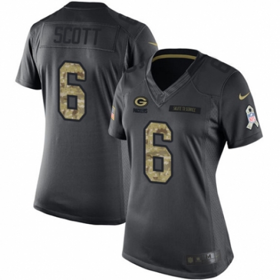 Women's Nike Green Bay Packers 6 JK Scott Limited Black 2016 Salute to Service NFL Jersey - Click Image to Close