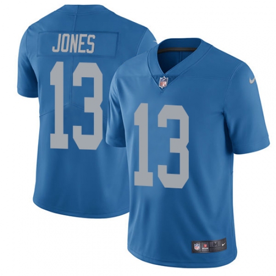 Men's Nike Detroit Lions 13 T.J. Jones Elite Blue Alternate NFL Jersey