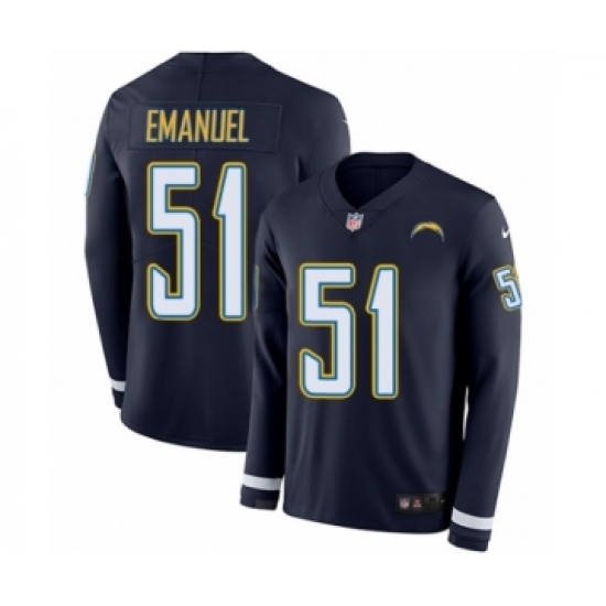 Youth Nike Los Angeles Chargers 51 Kyle Emanuel Limited Navy Blue Therma Long Sleeve NFL Jersey