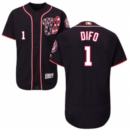 Men's Majestic Washington Nationals 1 Wilmer Difo Navy Blue Alternate Flex Base Authentic Collection MLB Jersey