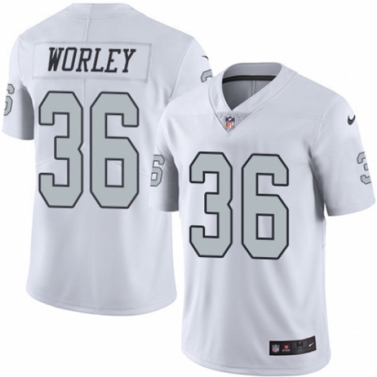 Men's Nike Oakland Raiders 36 Daryl Worley Limited White Rush Vapor Untouchable NFL Jersey