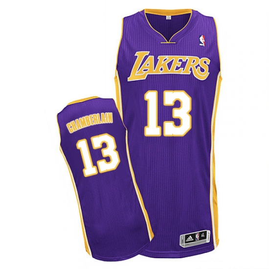 Men's Adidas Los Angeles Lakers 13 Wilt Chamberlain Authentic Purple Road NBA Jersey