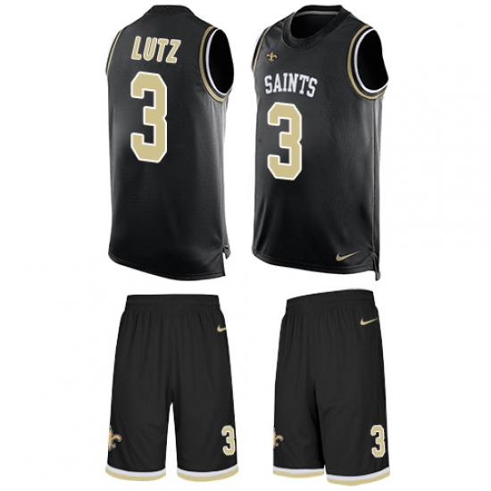 Men's Nike New Orleans Saints 3 Will Lutz Limited Black Tank Top Suit NFL Jersey