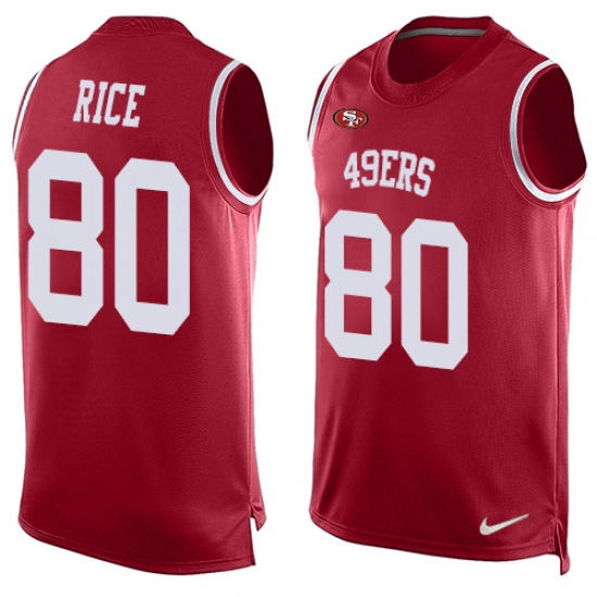 Men's Nike San Francisco 49ers 80 Jerry Rice Limited Red Player Name & Number Tank Top NFL Jersey