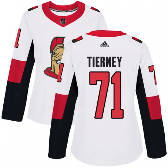 Women's Adidas Ottawa Senators 71 Chris Tierney Authentic White Away NHL Jersey