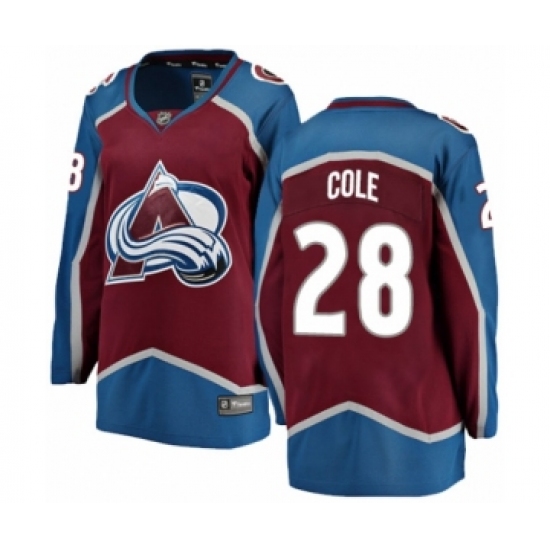 Women's Colorado Avalanche 28 Ian Cole Authentic Maroon Home Fanatics Branded Breakaway NHL Jersey