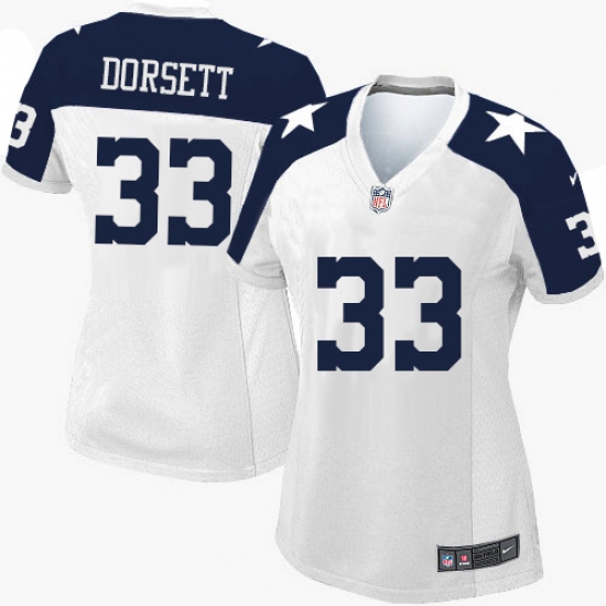 Women's Nike Dallas Cowboys 33 Tony Dorsett Game White Throwback Alternate NFL Jersey