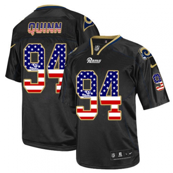 Men's Nike Los Angeles Rams 94 Robert Quinn Elite Black USA Flag Fashion NFL Jersey
