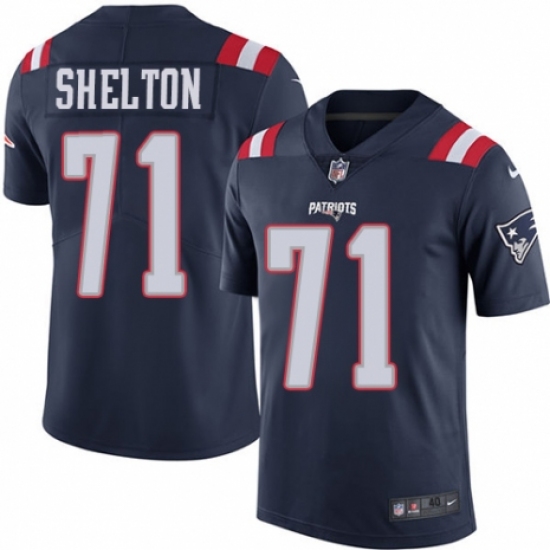 Men's Nike New England Patriots 71 Danny Shelton Limited Navy Blue Rush Vapor Untouchable NFL Jersey