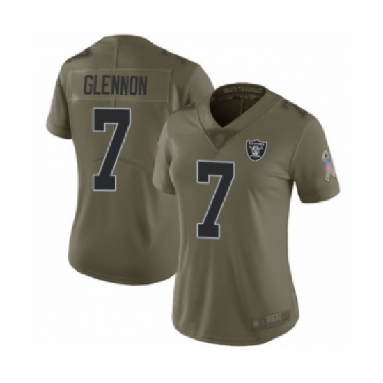 Women's Oakland Raiders 7 Mike Glennon Limited Olive 2017 Salute to Service Football Jersey