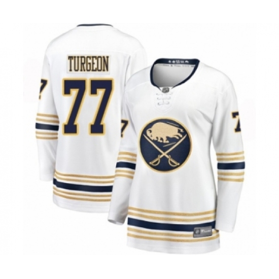 Women's Buffalo Sabres 77 Pierre Turgeon Fanatics Branded White 50th Season Breakaway Hockey Jersey