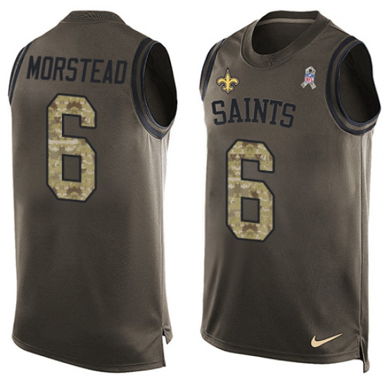 Men's Nike New Orleans Saints 6 Thomas Morstead Limited Green Salute to Service Tank Top NFL Jersey