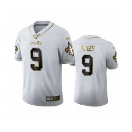 Men's New Orleans Saints 9 Drew Brees Limited White Golden Edition Football Jersey