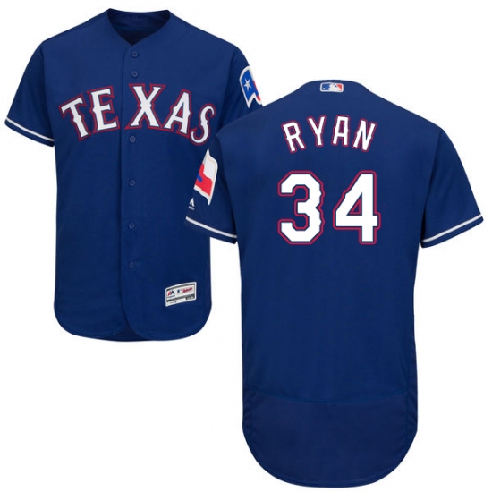 Men's Majestic Texas Rangers 34 Nolan Ryan Royal Blue Alternate Flex Base Authentic Collection MLB Jersey
