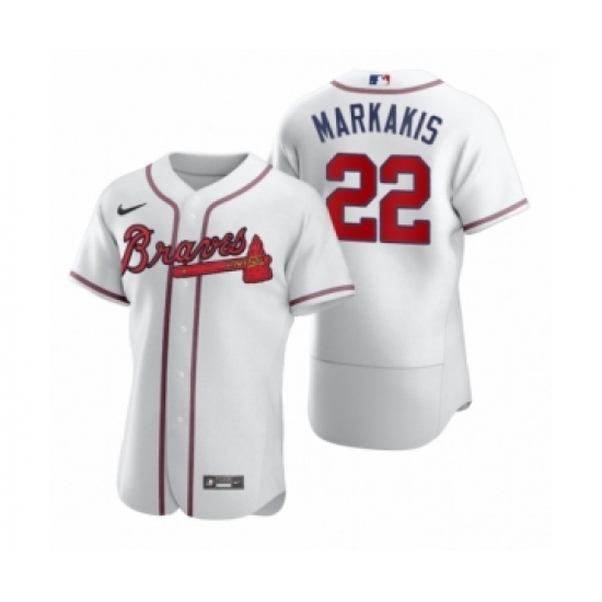 Men's Atlanta Braves 22 Nick Markakis Nike White 2020 Authentic Jersey