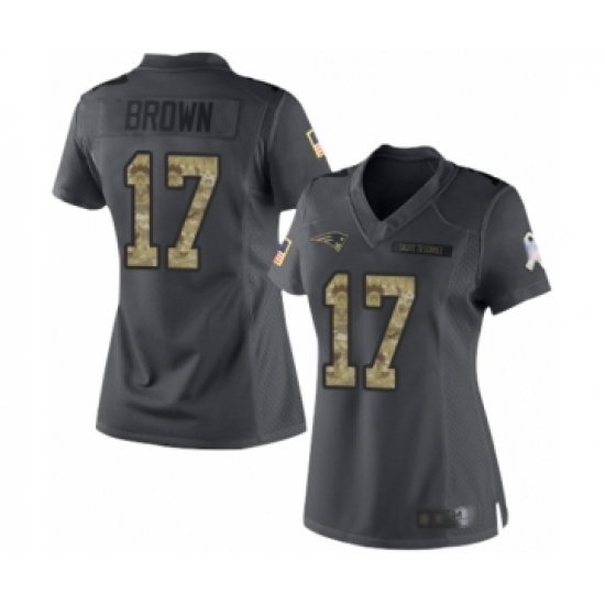 Women's New England Patriots 17 Antonio Brown Limited Black 2016 Salute to Service Football Jersey