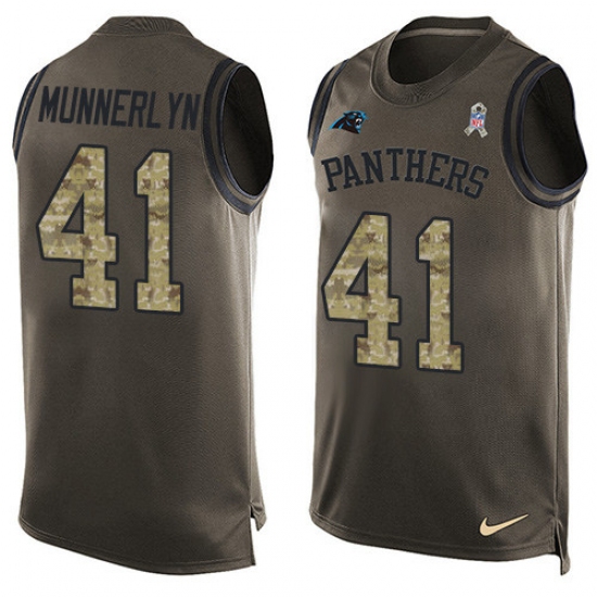 Men's Nike Carolina Panthers 41 Captain Munnerlyn Limited Green Salute to Service Tank Top NFL Jersey