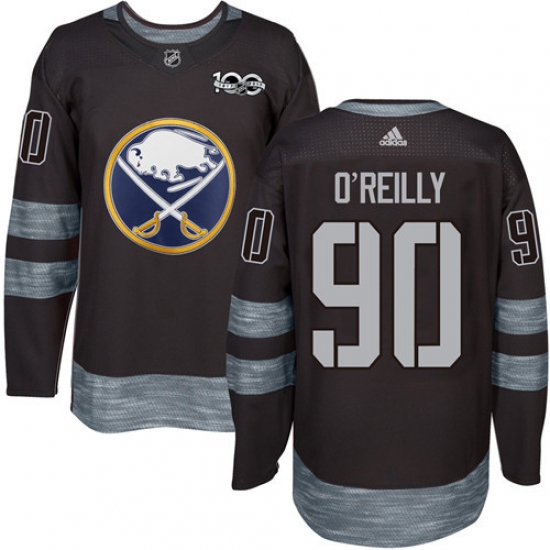 Men's Adidas Buffalo Sabres 90 Ryan O'Reilly Authentic Black 1917-2017 100th Anniversary NHL Jersey