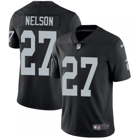 Youth Nike Oakland Raiders 27 Reggie Nelson Elite Black Team Color NFL Jersey