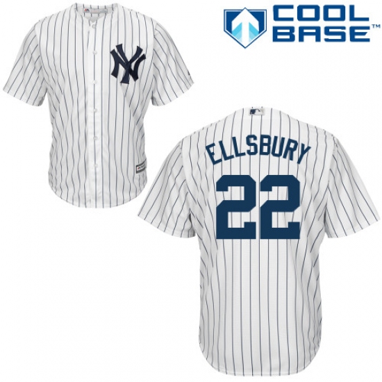 Youth Majestic New York Yankees 22 Jacoby Ellsbury Replica White Home MLB Jersey