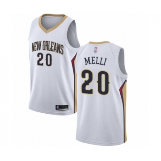 Men's New Orleans Pelicans 20 Nicolo Melli Authentic White Basketball Jersey - Association Edition