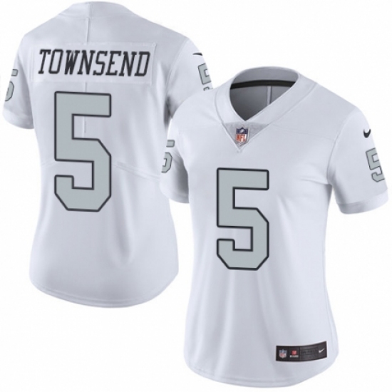 Women's Nike Oakland Raiders 5 Johnny Townsend Limited White Rush Vapor Untouchable NFL Jersey