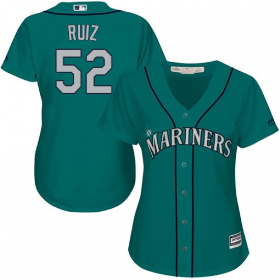 Women's Majestic Seattle Mariners 52 Carlos Ruiz Replica Teal Green Alternate Cool Base MLB Jersey