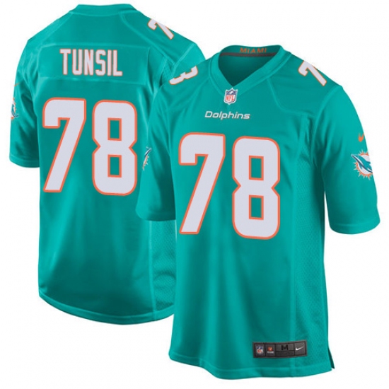 Youth Nike Miami Dolphins 78 Laremy Tunsil Game Aqua Green Team Color NFL Jersey