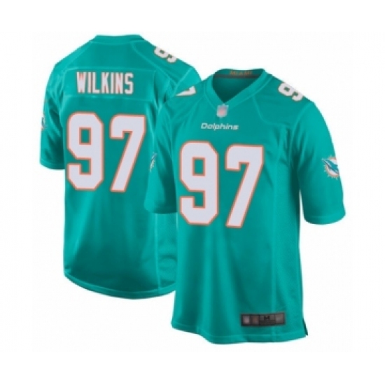Men's Miami Dolphins 97 Christian Wilkins Game Aqua Green Team Color Football Jersey