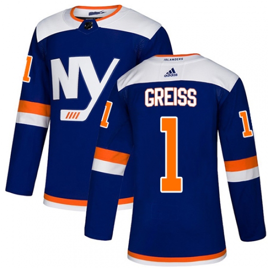 Men's Adidas New York Islanders 1 Thomas Greiss Premier Blue Alternate NHL Jersey