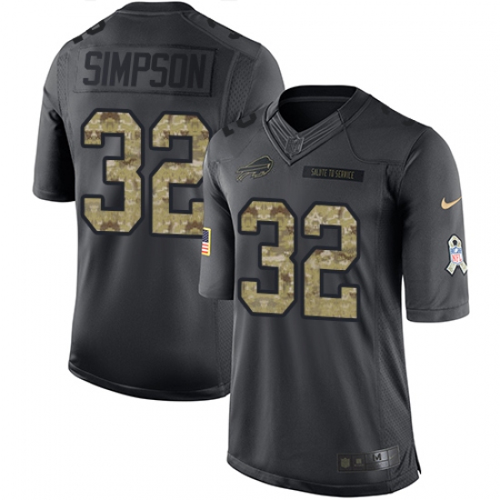 Men's Nike Buffalo Bills 32 O. J. Simpson Limited Black 2016 Salute to Service NFL Jersey
