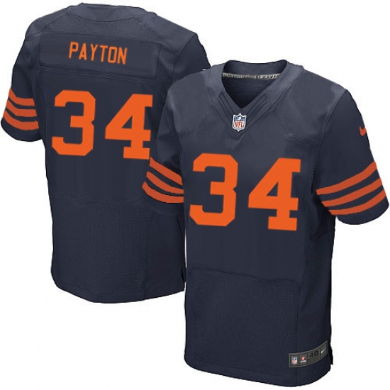 Men's Nike Chicago Bears 34 Walter Payton Elite Navy Blue Alternate NFL Jersey
