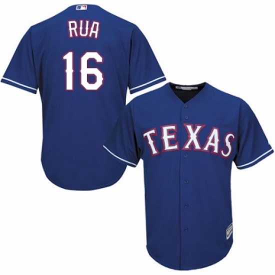 Men's Majestic Texas Rangers 16 Ryan Rua Replica Royal Blue Alternate 2 Cool Base MLB Jersey