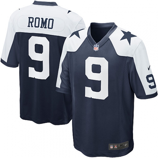 Men's Nike Dallas Cowboys 9 Tony Romo Game Navy Blue Throwback Alternate NFL Jersey