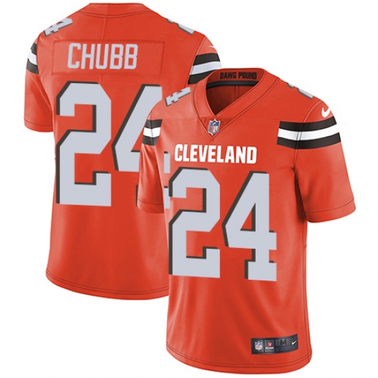 Men's Nike Cleveland Browns 24 Nick Chubb Orange Alternate Vapor Untouchable Limited Player NFL Jersey