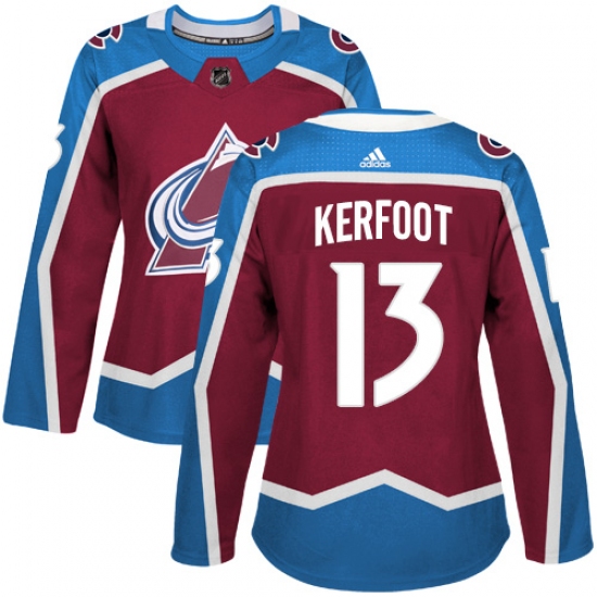 Women's Adidas Colorado Avalanche 13 Alexander Kerfoot Premier Burgundy Red Home NHL Jersey