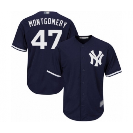 Youth New York Yankees 47 Jordan Montgomery Authentic Navy Blue Alternate Baseball Player Jersey