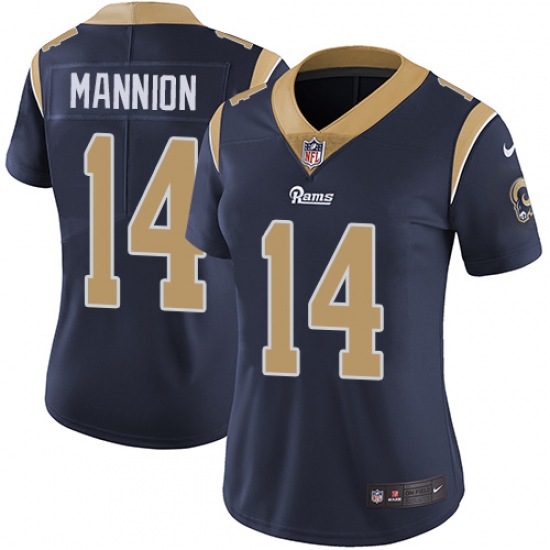 Women's Nike Los Angeles Rams 14 Sean Mannion Elite Navy Blue Team Color NFL Jersey