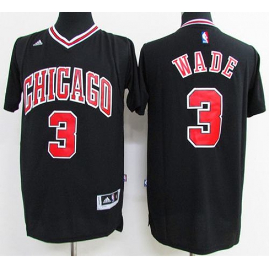 Chicago Bulls 3 Dwyane Wade Black Short Sleeve Stitched NBA Jerseyy