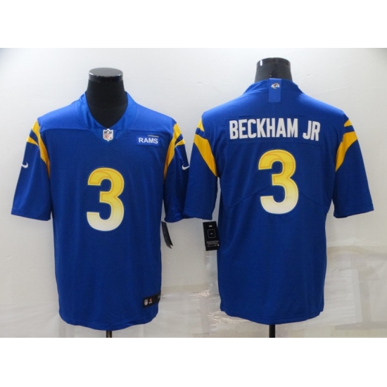 Men's Los Angeles Rams 3 Odell Beckham Jr. Blue Nike Limited Patch Jersey