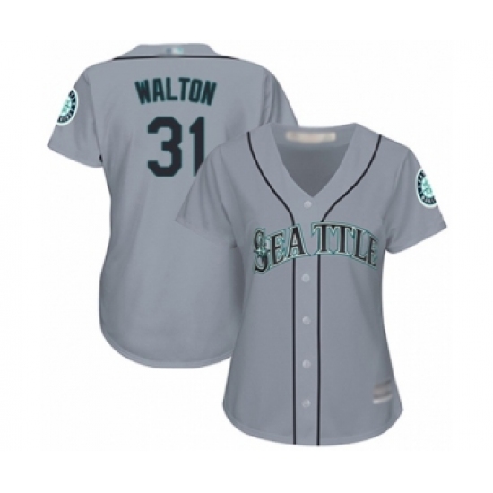 Women's Seattle Mariners 31 Donnie Walton Authentic Grey Road Cool Base Baseball Player Jersey