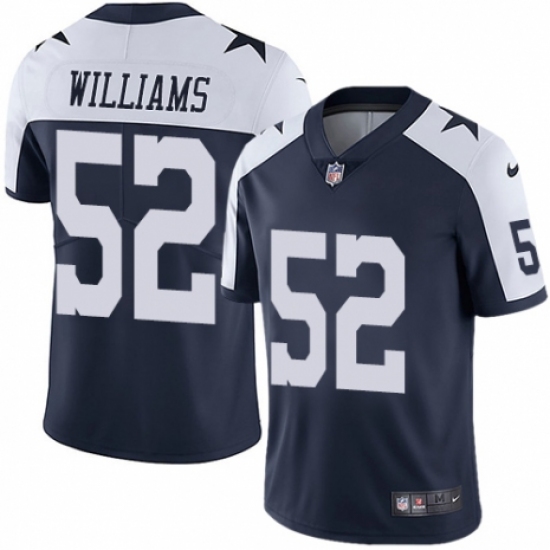 Men's Nike Dallas Cowboys 52 Connor Williams Navy Blue Throwback Alternate Vapor Untouchable Limited Player NFL Jersey